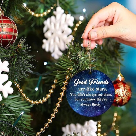 3"  Xmas Tree Ornament Ceramic Christmas Hanging Ornament Friendship - Picture 4 of 7